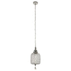 1 - Light Black/Chrome Cylinder Crystal LED Pendant Light, 7.3" Dining Room Light Fixtures Kitchen Island Light