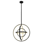 19.7 Inch Modern Round LED Chandelier with DIY Shade, Black Industrial Pendant Light Height Adjustable