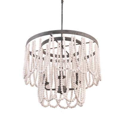 FC4039-19.7" 4 Light Vintage Style Wooden Beads Chandelier, for Home Decor