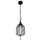 1 - Light Black/Chrome Cylinder Crystal LED Pendant Light, 7.3" Dining Room Light Fixtures Kitchen Island Light