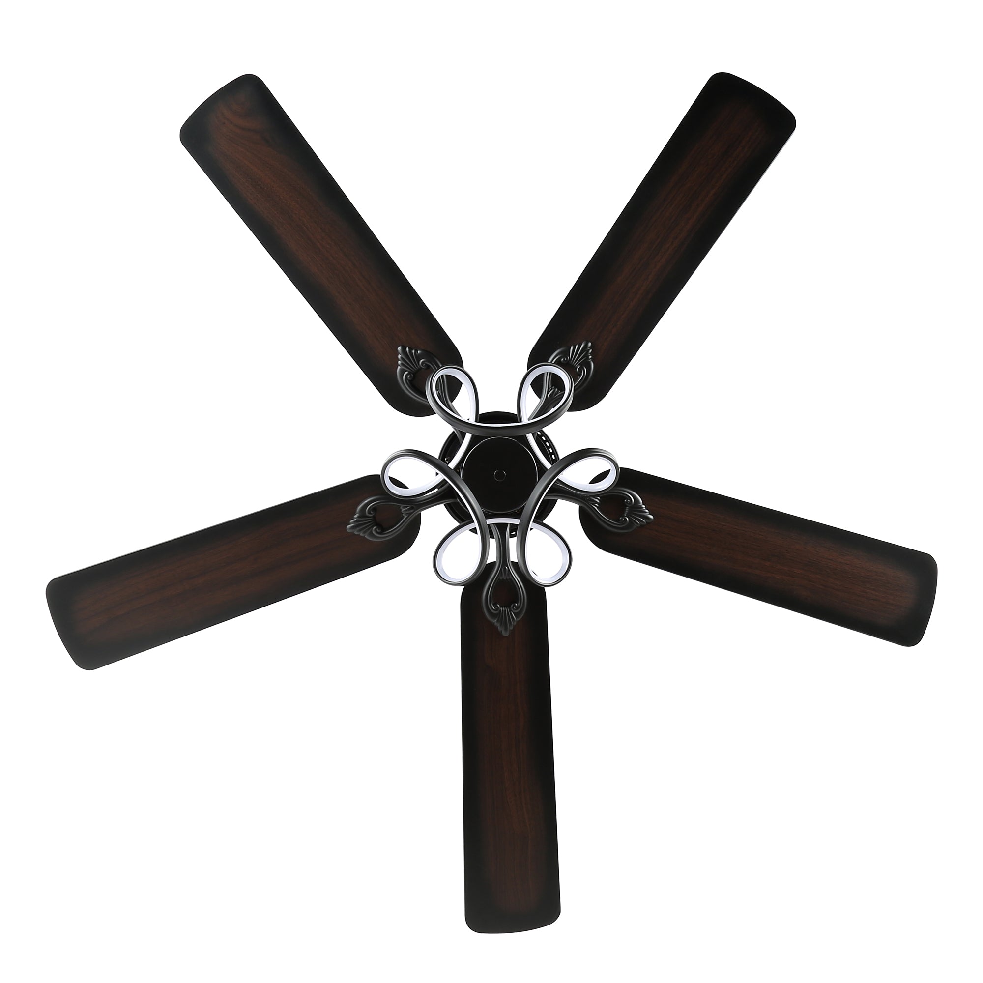 52 Inch Black/Chrome Modern Ceiling Fan with Led Light and Remote Control, 6 Speeds DC Motor Reversible Ceiling Fan for Living Room
