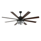 72 Inch Black/Gold/Chrome 8-Blade Modern Extra Large Ceiling Fan with LED Light and Remote, 6 Speeds DC Motor Reversible Ceiling Fan DIY Shade