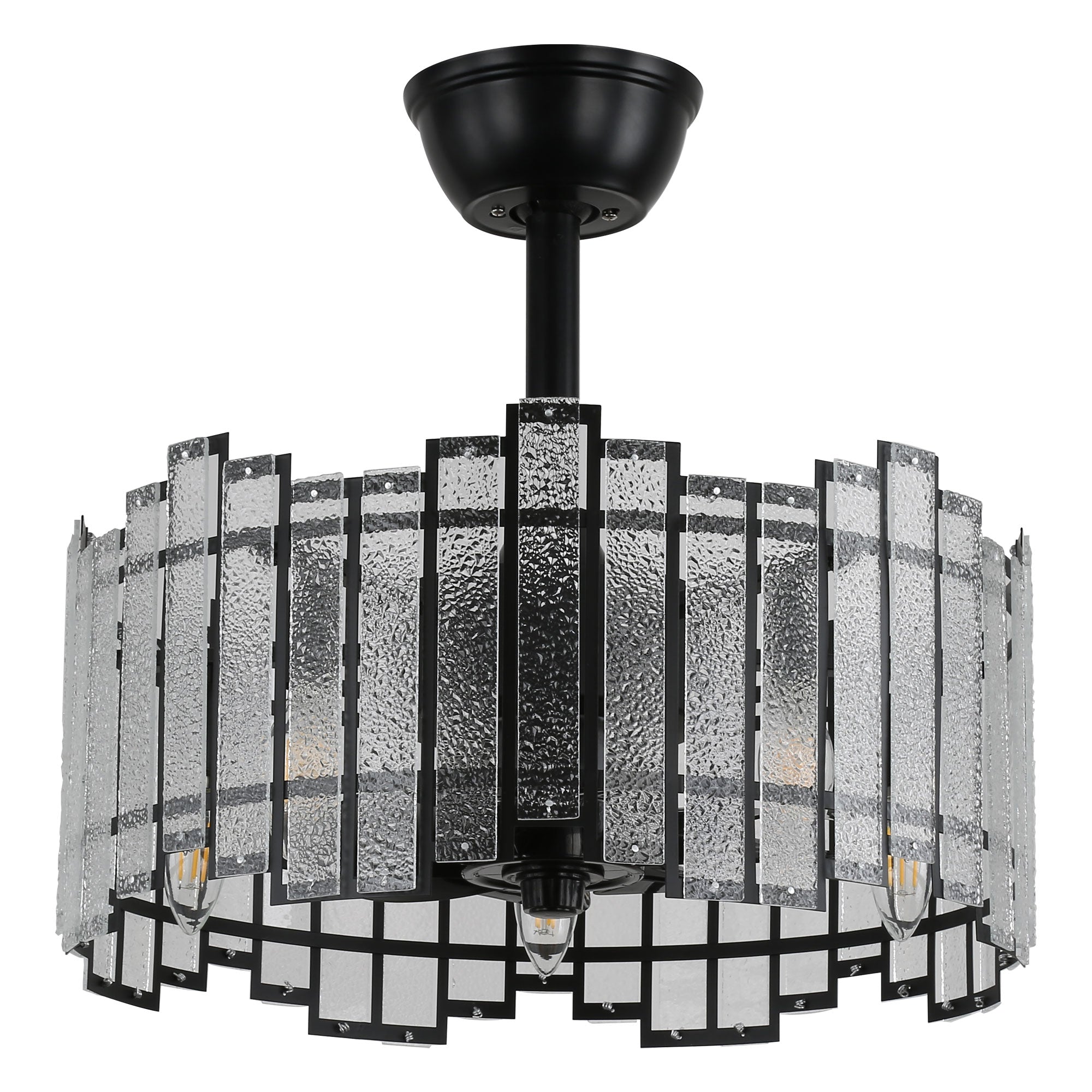 BD1901-BellaDepot 18.5" Modern Water Ripple Glass Reversible Ceiling Fan with Remote and 5 Lights