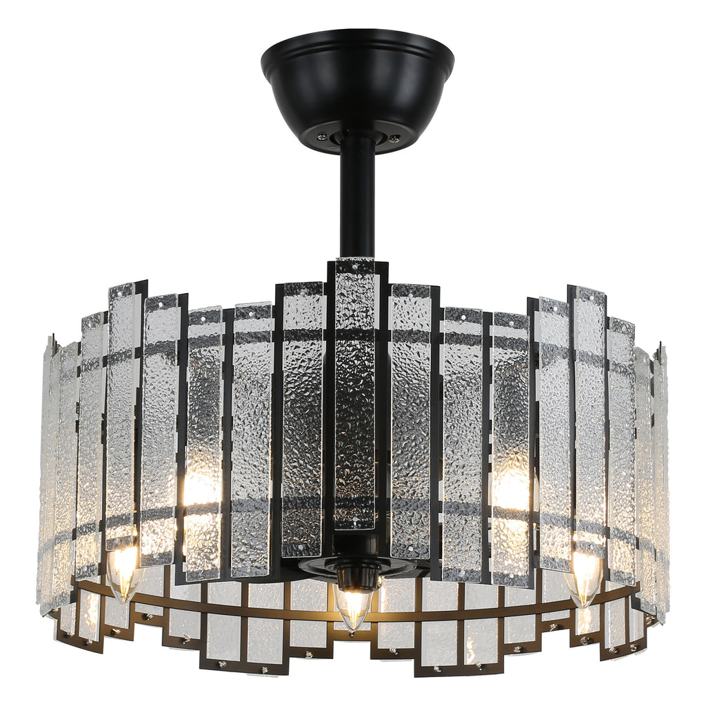 BD1901-BellaDepot 18.5" Modern Water Ripple Glass Reversible Ceiling Fan with Remote and 5 Lights