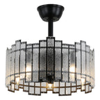 BD1901-BellaDepot 18.5" Modern Water Ripple Glass Reversible Ceiling Fan with Remote and 5 Lights