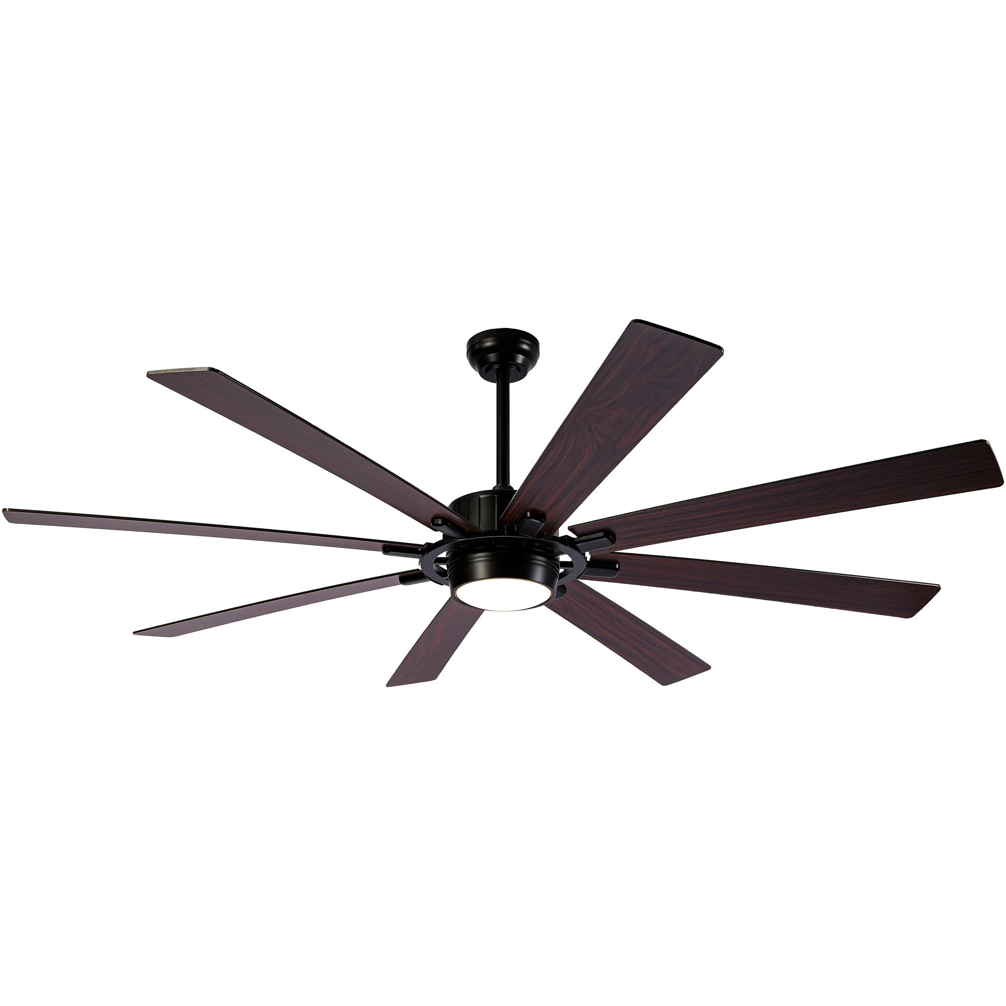 72 Inch 8-Blade Black Farmhouse Extra Large Ceiling Fan with LED Light and Remote, 6 Speeds DC Motor Reversible Ceiling Fan for Large Room