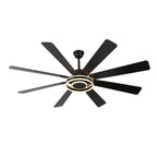 72 Inch Black/Gold/Chrome 8-Blade Modern Extra Large Ceiling Fan with LED Light and Remote, 6 Speeds DC Motor Reversible Ceiling Fan