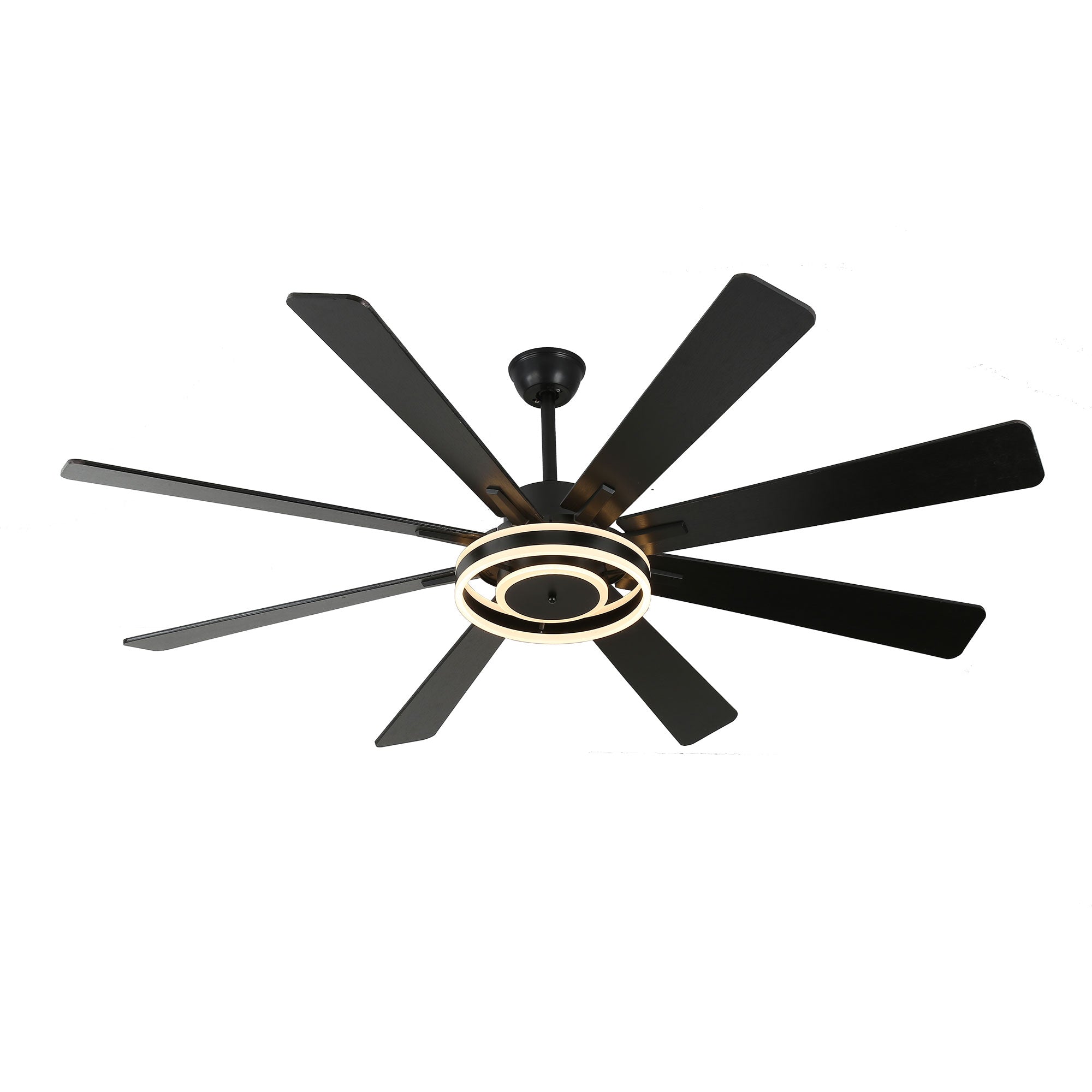 72 Inch Black/Gold/Chrome 8-Blade Modern Extra Large Ceiling Fan with LED Light and Remote, 6 Speeds DC Motor Reversible Ceiling Fan