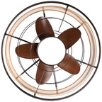 HW2307-BellaDepot 23.6" Imitation Rattan Outdoor Ceiling Fan with Remote and LED Lights, DC Motor 6 Speeds Ceiling Fan