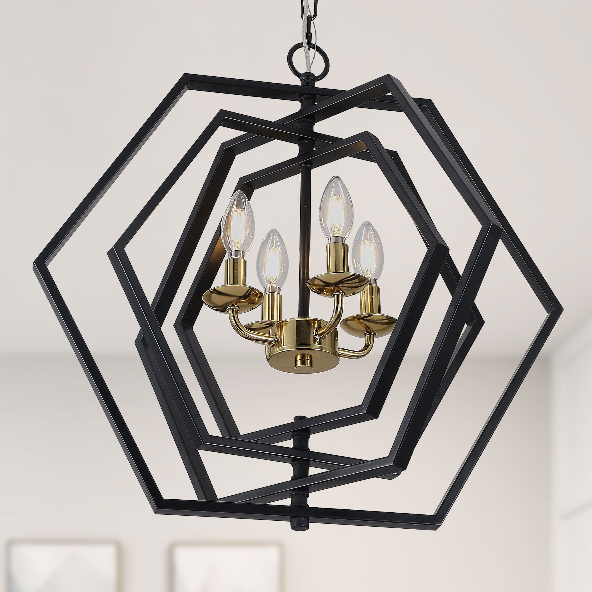 FC4069-BellaDepot 21.3" Industrial DIY Shape Metal Chandelier with Adjustable Chain, Home Decoration Pendant Light