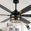 Modern 60 Inch Industrial Caged Ceiling Fan with Light Reversible Quiet DC Motor with 6 Speed Remote Control Ceiling Fan Adjustable Down Rodes Ceiling Fan with Light Suit for Bedroon,Living Room