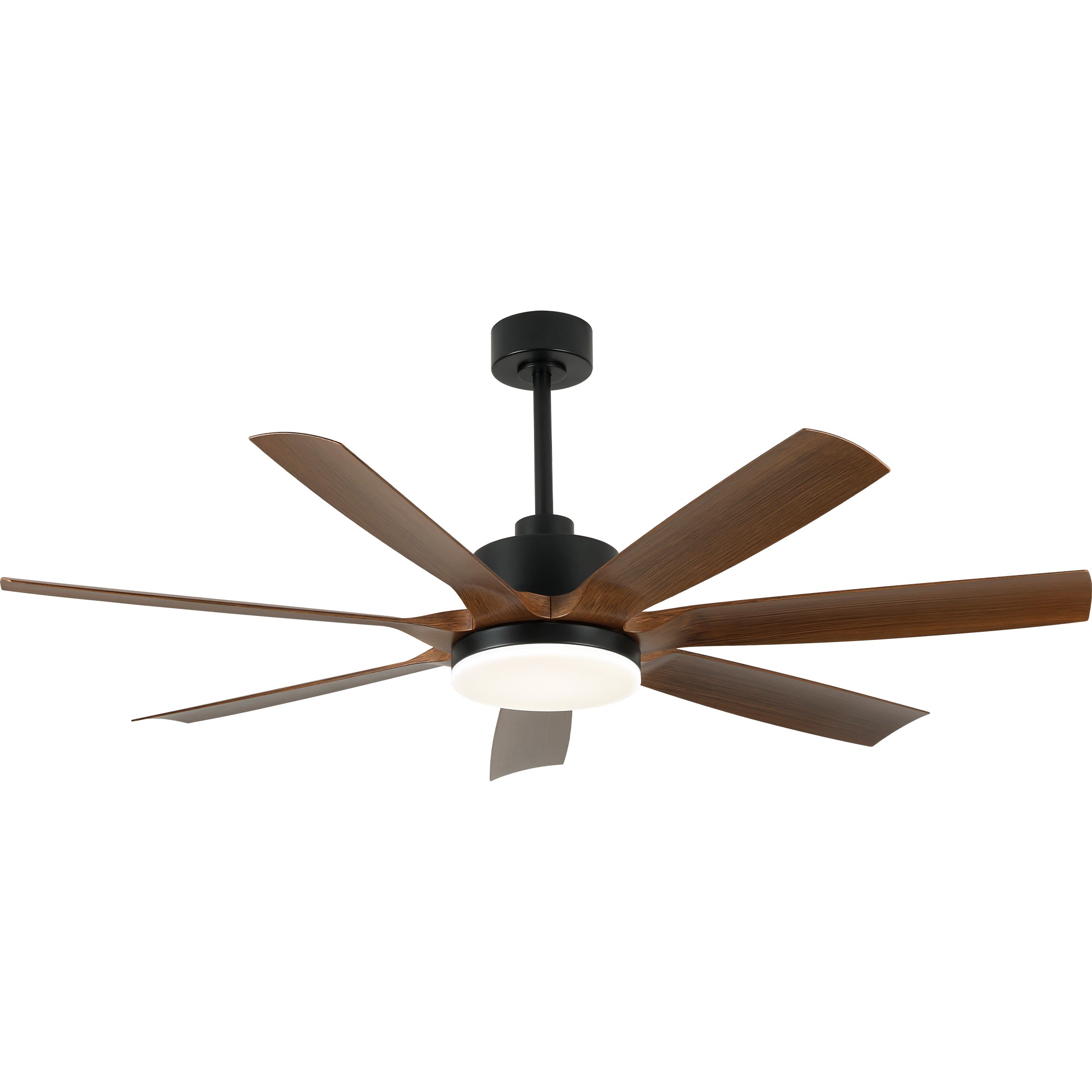 60 Inch 6-Blade Black Modern Large Ceiling Fan with LED Lights and Remote Control, 6 Speeds Reversible Ceiling Fan