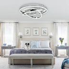 24 Inch Modern Smart Flush Mount LED Ceiling Fan with Light and Remote, 6 Speeds DC Motor Bladeless Low Profile Ceiling Fan