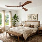 52 Inch Modern Farmhouse Stain Nickel Flush Mount Ceiling Fan with Lights & Remote Control, 6 Speed DC Motor Reversible Ceiling Fan