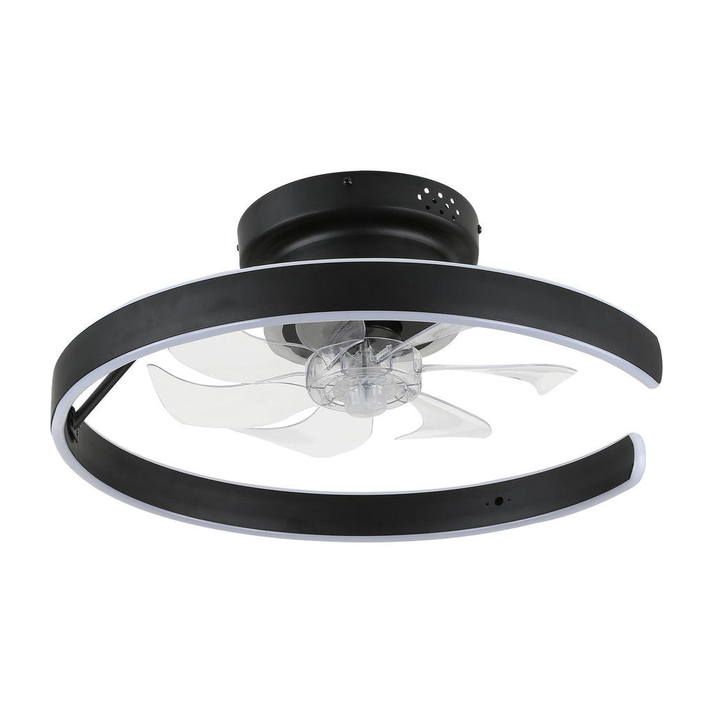 DC2025-BellaDepot 19.7" Modern Home Low Profile Bladeless Reversible Ceiling Fan with LED Light Kit Included and Remote