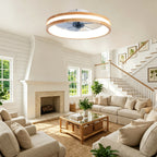 20 Inch Vintage Flush Mount Ceiling Fan with LED Light Kit & Remote Control, 6 Speed DC Motor Reversible Ceiling Fan