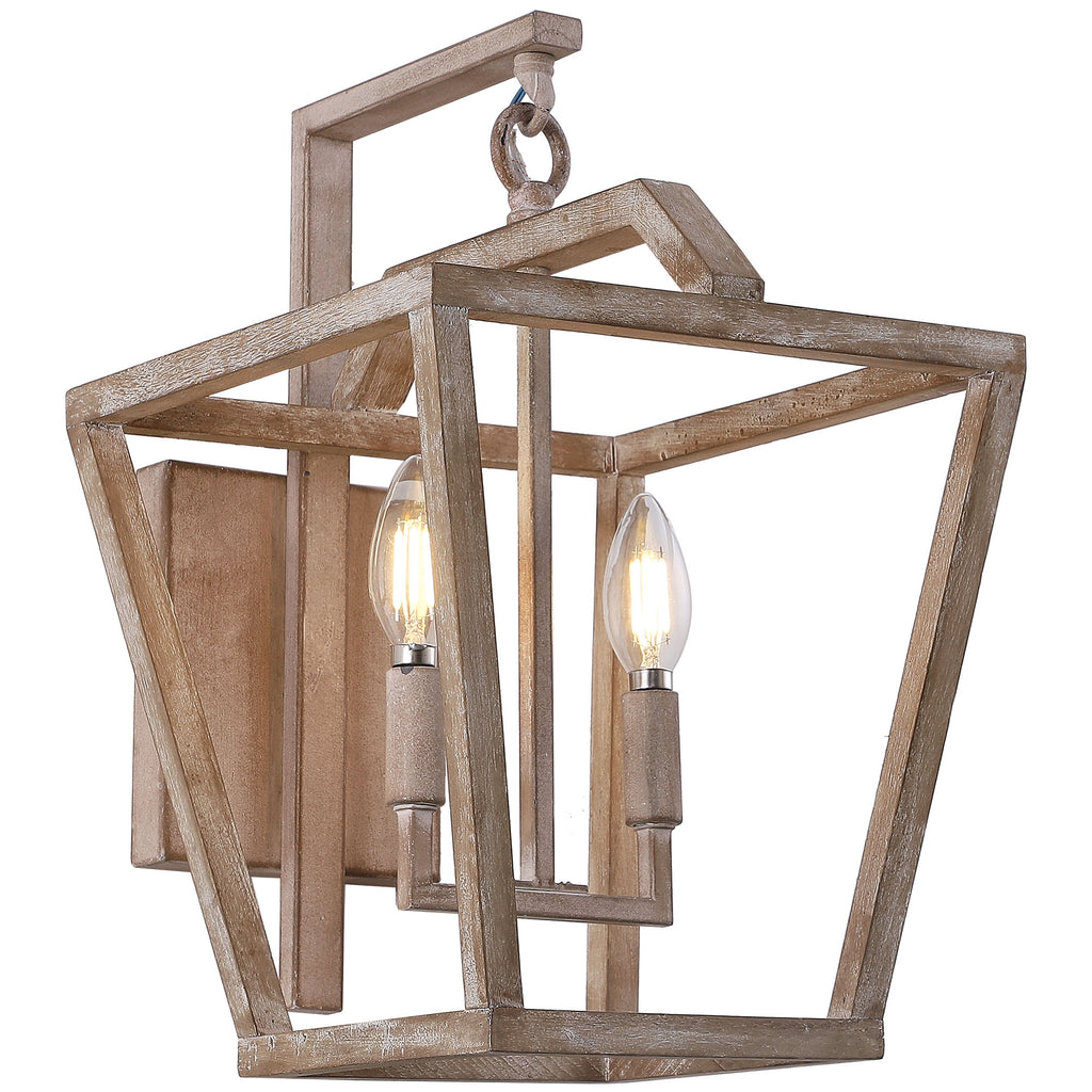 2 - Lights Rustic Distressed Wood Sconces, 12.2" Indoor Arm Sconce Farmhouse Wall Light