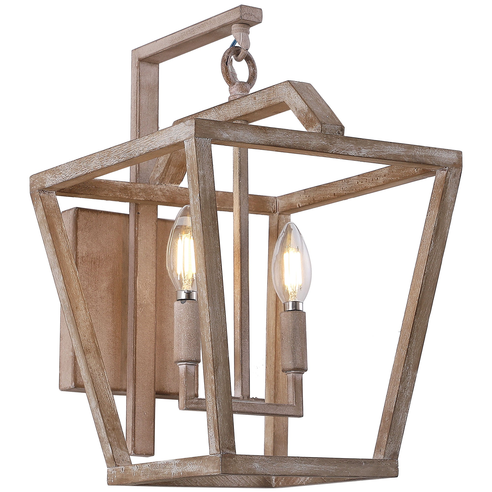 2 - Lights Rustic Distressed Wood Sconces, 12.2" Indoor Arm Sconce Farmhouse Wall Light