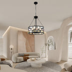 6 - Lights Modern Europe Chandelier, 17.7" Farmhouse Chandeliers for Dining Room with Adjustable Chain