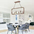 6 - Lights Rustic Distressed Wood Chandelier, Vintage Farmhouse Chandeliers for Dining Room Kitchen Island Lighting
