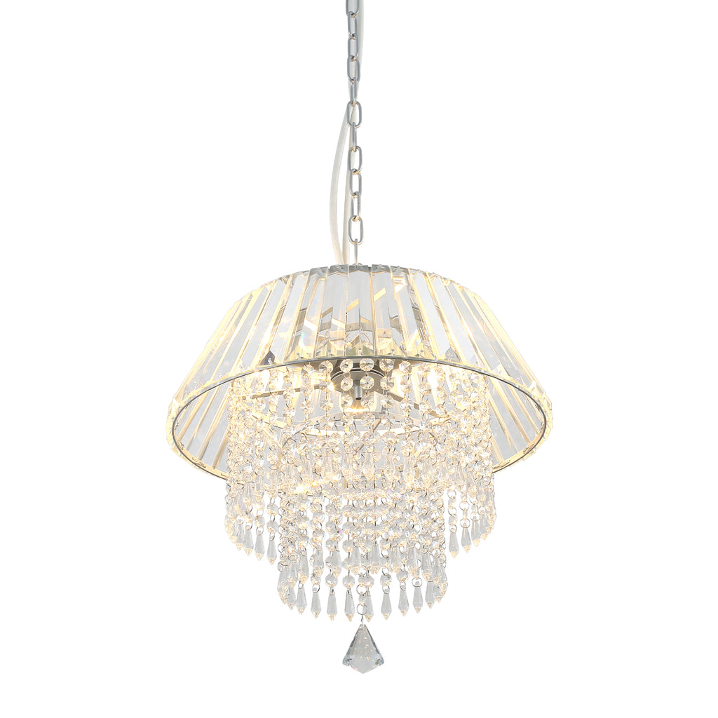 3 - Lights Modern Luxury Crystal Chandelier for Dining Room, Tiered Chandelier for Living Room Entryway Height Adjustable
