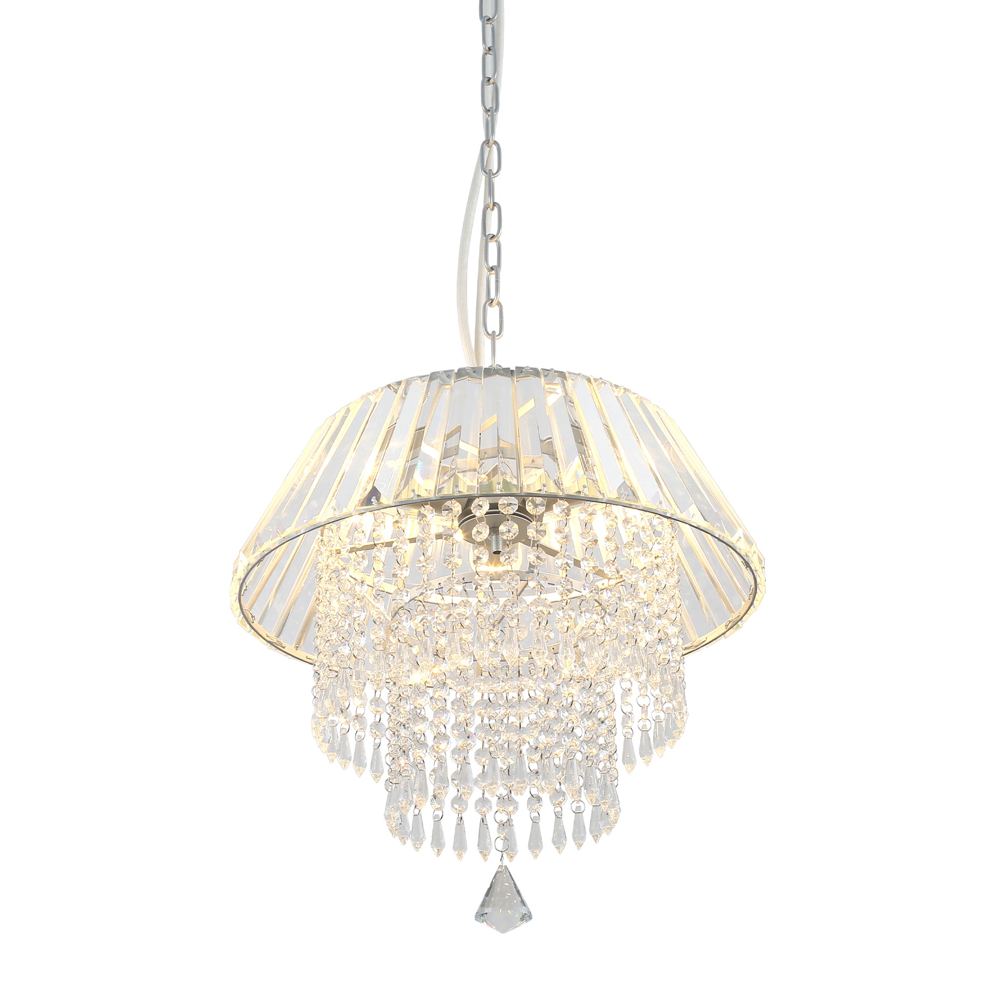 3 - Lights Modern Luxury Crystal Chandelier for Dining Room, Tiered Chandelier for Living Room Entryway Height Adjustable