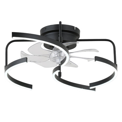 DC2027-20" DIY Shape Modern Flush Mounted Ceiling Fan for Bedroom with Remote and Light Kit Included