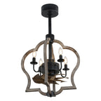 15 Inch Farmhouse Wood Caged Ceiling Fan with Lights and Remote Control, 3-Speed Reversible Bladeless Ceiling Fan for Bedroom