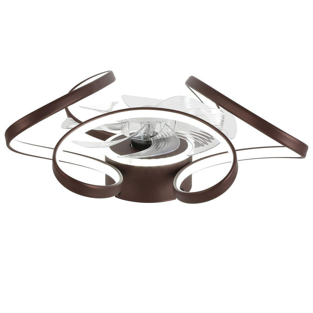 22 Inch Modern Smart Flush Mount Ceiling Fan with LED Lights and Remote, 6 Speeds DC Motor Bladeless Ceiling Fan for Low Profile