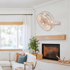 DC2036-BellaDepot 23" Metal Caged Ceiling Fan with Remote Control, Wall Mounted or Ceiling Mounted Fan with Bulb Base