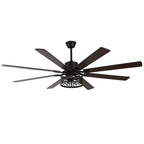 72 Inch 8-Blade Black/White Farmhouse Ceiling Fan with Lights and Remote, 6 Speeds DC Motor Reversible Extra Large Caged Ceiling Fan