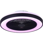 19 Inch Modern Smart Flush Mount Ceiling Fan with Dimmable LED Light and Remote, 6 Speeds DC Motor Bladeless Ceiling Fan for Low Profile with RGB Light