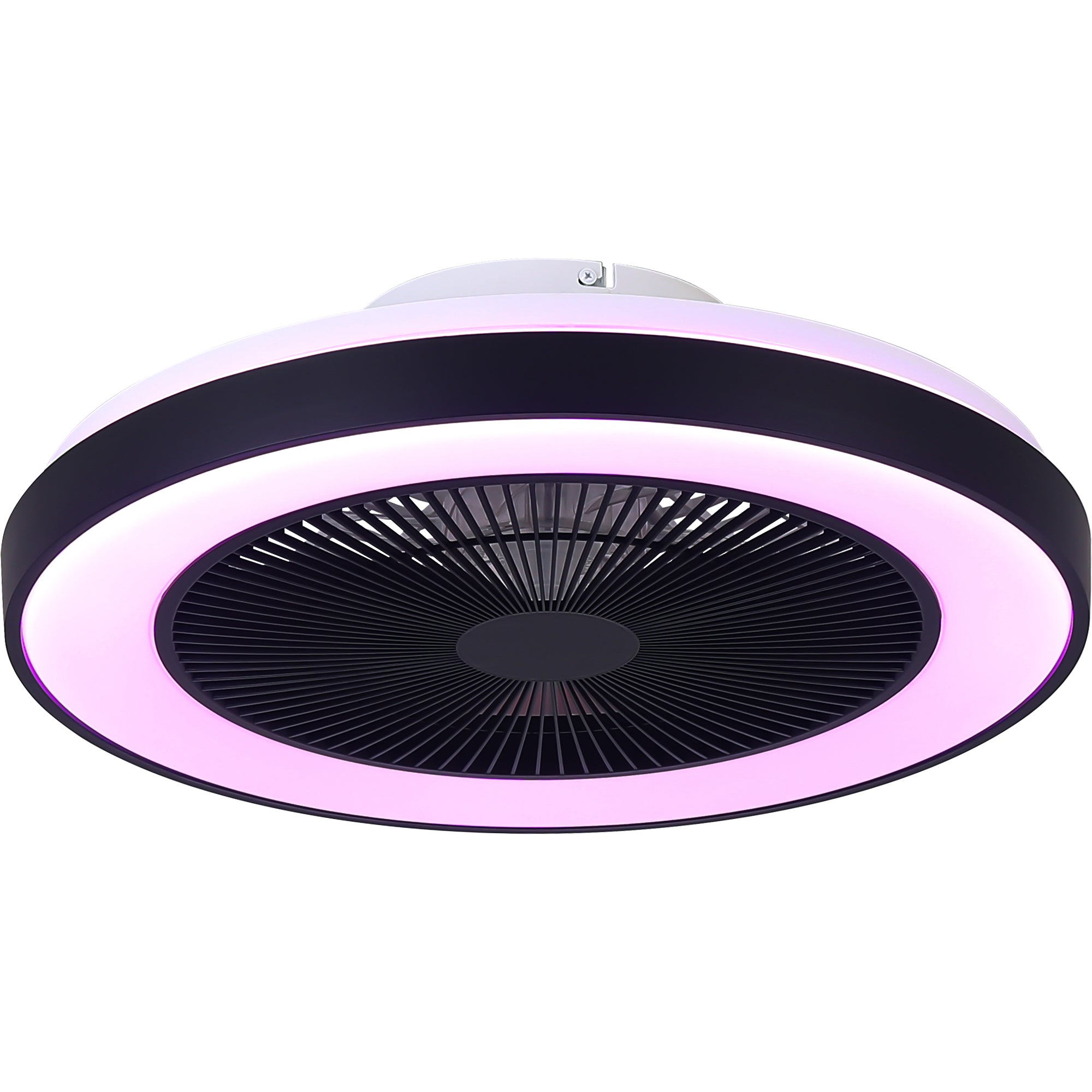 19 Inch Modern Smart Flush Mount Ceiling Fan with Dimmable LED Light and Remote, 6 Speeds DC Motor Bladeless Ceiling Fan for Low Profile with RGB Light