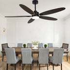 59 Inch Modern Black Ceiling Fan with Dimmable LED Light and Remote Control, 6 Speeds Reversible Ceiling Fan for Large Room