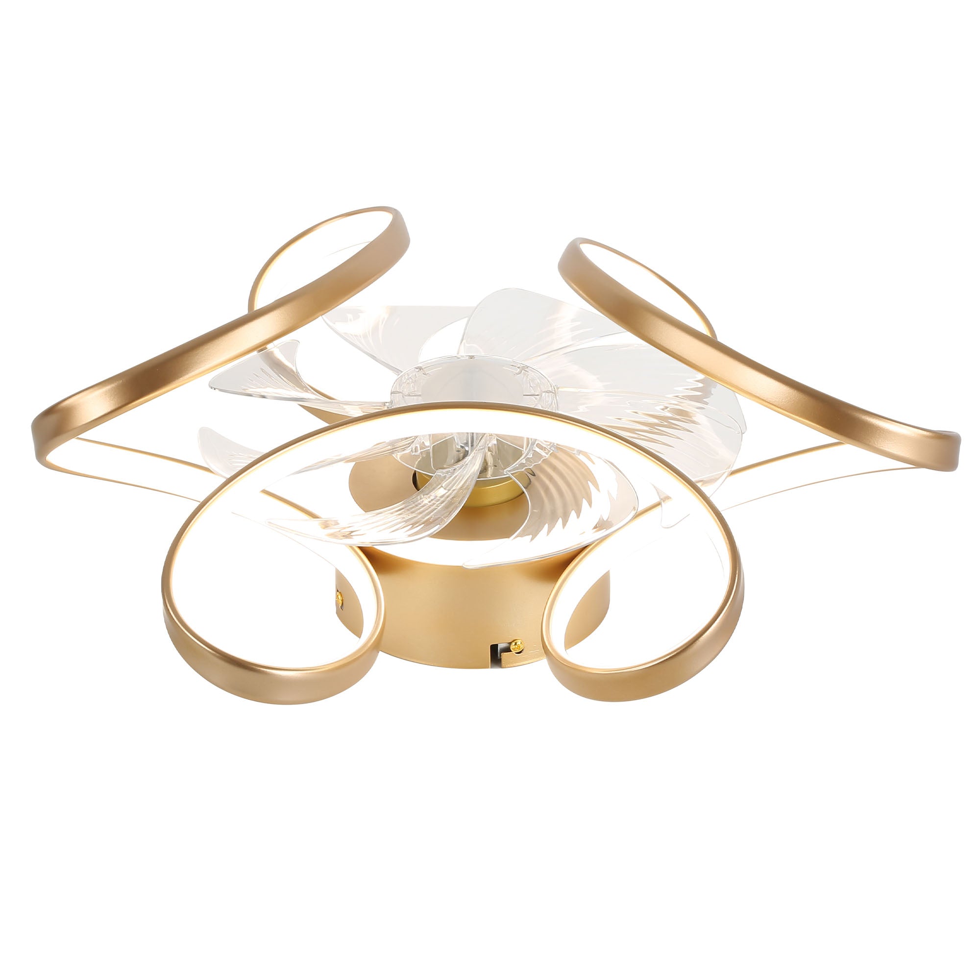 22 Inch Modern Smart Flush Mount Ceiling Fan with LED Lights and Remote, 6 Speeds DC Motor Bladeless Ceiling Fan for Low Profile