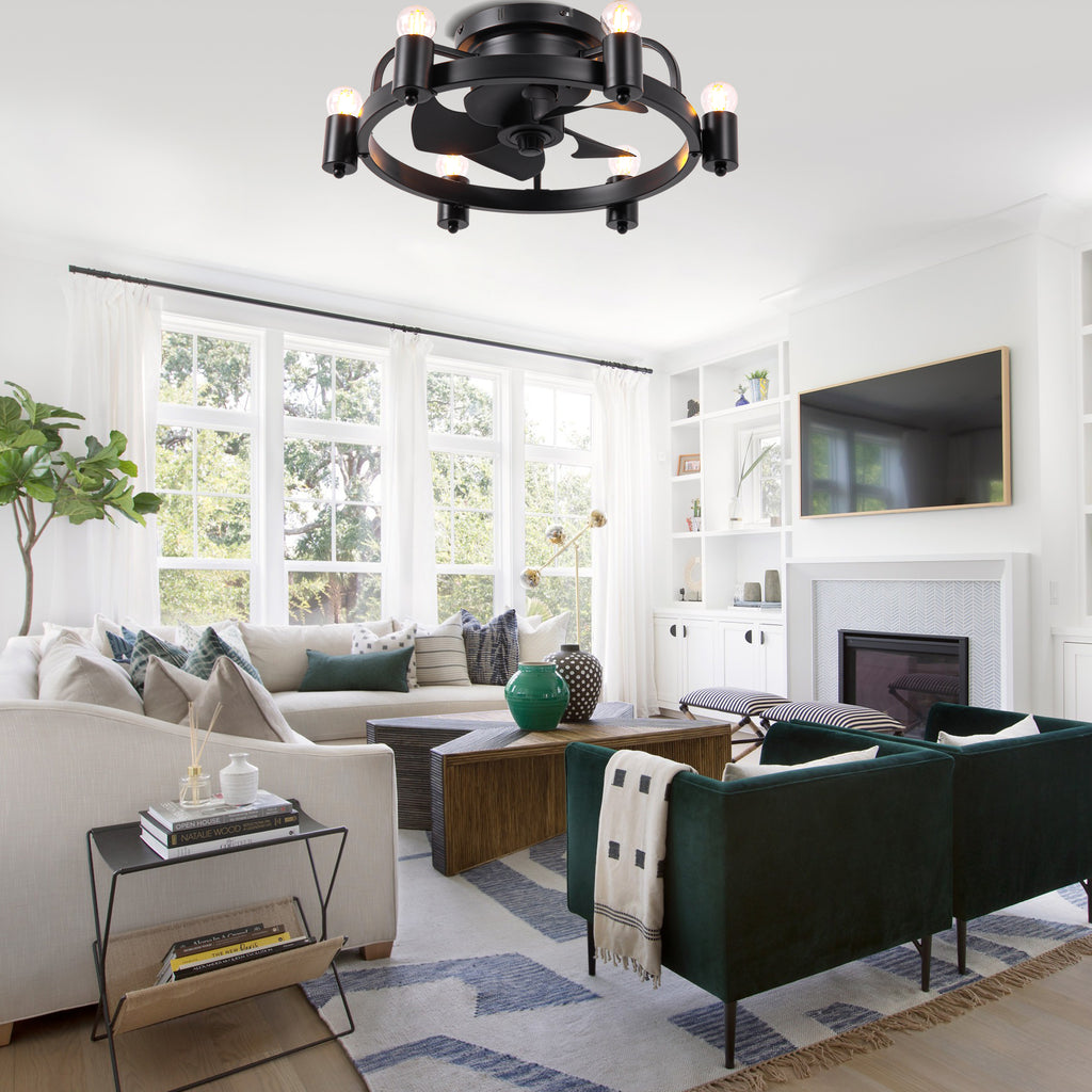 DC252007-BellaDepot 20" Compact Ceiling Fan, Rudder Shape Flush Mount Fan with Lights