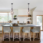 1 - Light Rustic Distressed Wood/White Chandelier, 12.6" Wooden Farmhouse Chandelier Kitchen Island Light Pendant Light