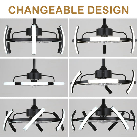 DC2403-24" DIY Shape Reversible LED Ceiling Fan, with Remote and Light Kit Included