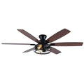 Farmhouse 60 Inch Flush Mount Ceiling Fan with Light Reversible Quiet DC Motor 6 Speed Ceiling Fan with Light Caged Timming Remote Control Ceiling Fan with Light Suit for Bedrooms, Kitchens, Living Rooms