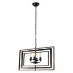 4 - Lights Industrial Geometric Chandelier, Farmhouse Wood Chandelier for Enrtyway with DIY Shape Height Adjustable