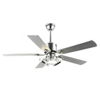 52 Inch Black/Chrome Modern Ceiling Fan with Led Light and Remote Control, 6 Speeds DC Motor Reversible Ceiling Fan for Living Room