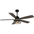 52 Inch Black Farmhouse Ceiling Fan with Lights and Remote Control, 6 Speeds DC Motor Reversible Caged Ceiling Fan