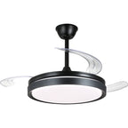 42 Inch Black/Gold/White Modern Retractable Ceiling Fan with LED Light and Remote, 6 Speeds DC Motor Bladeless Ceiling Fan for Bedroom
