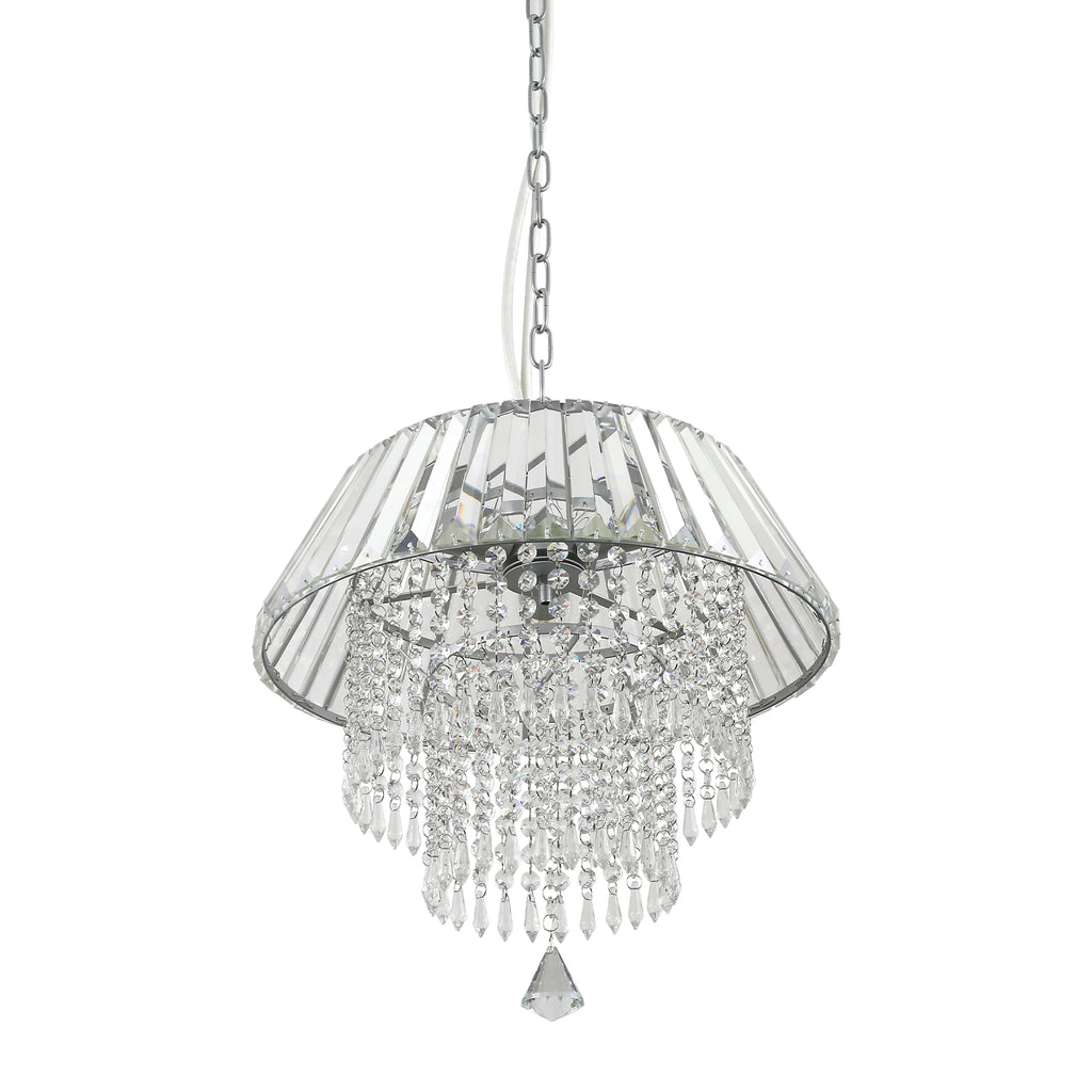 3 - Lights Modern Luxury Crystal Chandelier for Dining Room, Tiered Chandelier for Living Room Entryway Height Adjustable