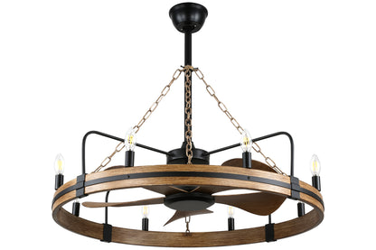 DC3670-BellaDepot Retro Chandelier Style Ceiling Fan with Remote Control, DC Motor 6 Speeds Fan with Lights