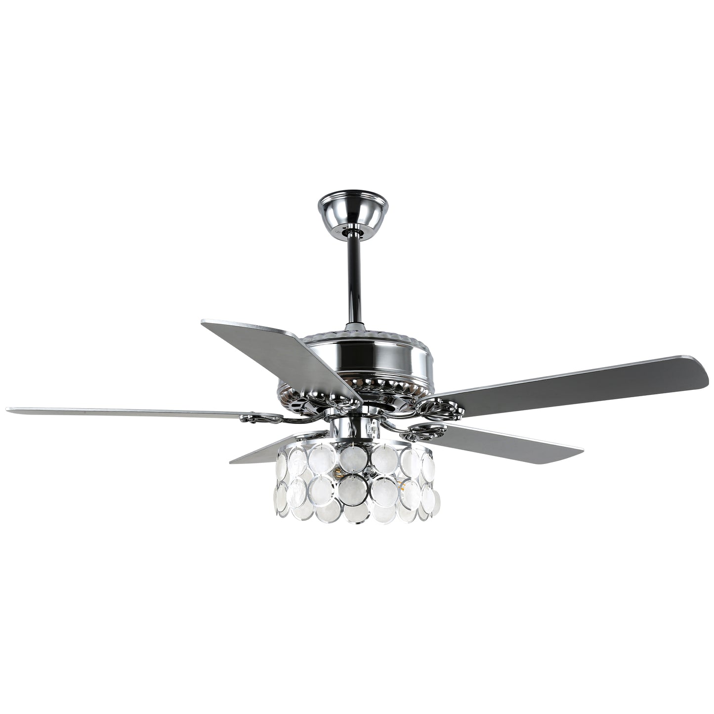 DC5216-52" 5 Wooden Blades Chrome Finish Modern Reversible Ceiling Fan with Remote and Light, 6-speed Large Size Ceiling Fan