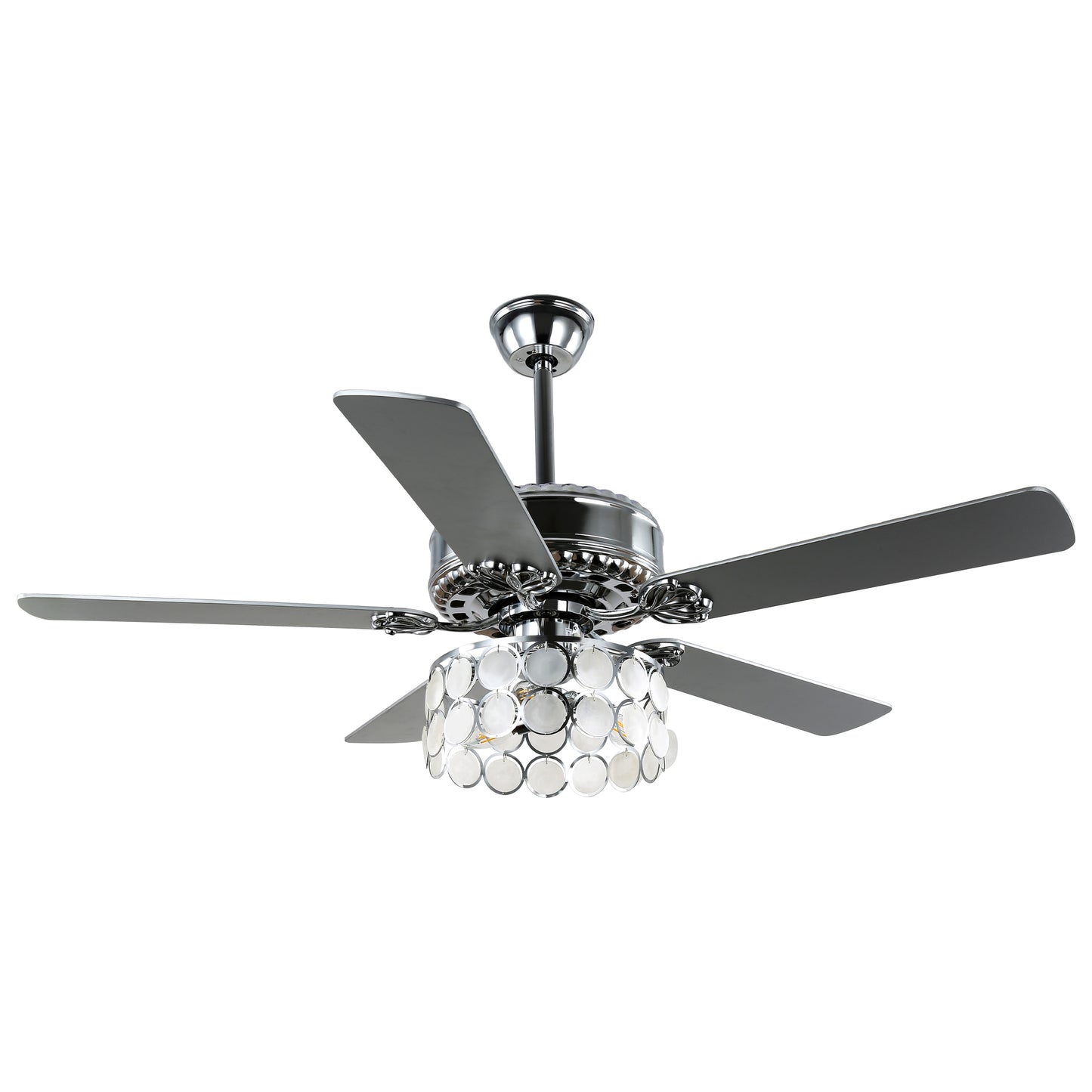 DC5216-52" 5 Wooden Blades Chrome Finish Modern Reversible Ceiling Fan with Remote and Light, 6-speed Large Size Ceiling Fan