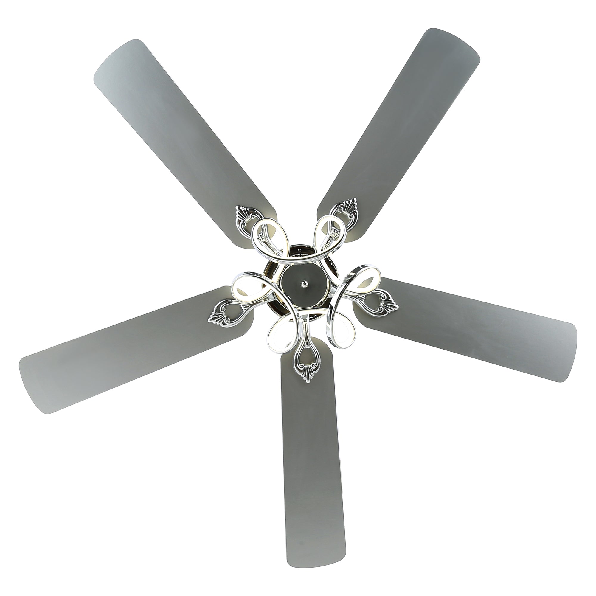 52 Inch Black/Chrome Modern Ceiling Fan with Led Light and Remote Control, 6 Speeds DC Motor Reversible Ceiling Fan for Living Room