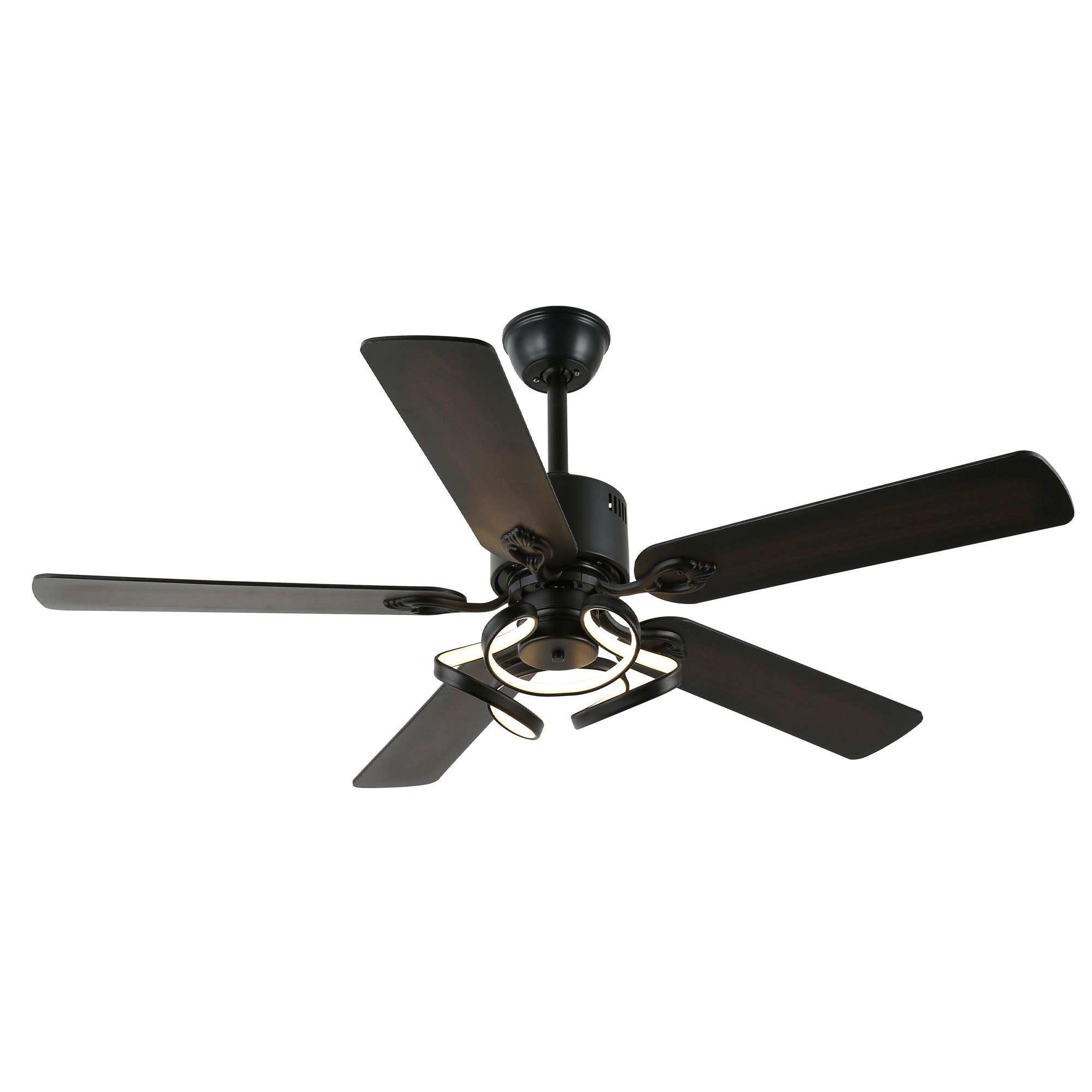 52 Inch Black/Chrome Modern Ceiling Fan with Led Light and Remote Control, 6 Speeds DC Motor Reversible Ceiling Fan for Living Room