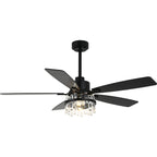 52 Inch Modern Glam Crystal Ceiling Fan with Light and Remote, 6-Speed Reversible DC Motor Large Ceiling Fan for Living Room